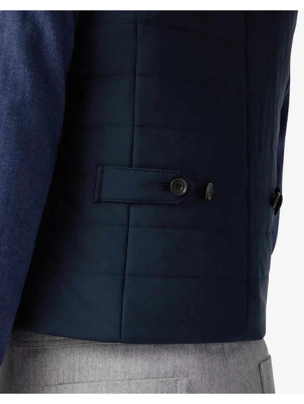 $695 NWOT Corneliani Mens Blue Padded Techno Poplin Gilet Vest Size 48 XXL Lined